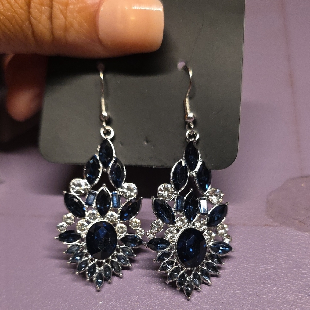 BUNDLE ANY 2, PAY ONE PRICE. Elegant Silver and Blue Dangle Earrings